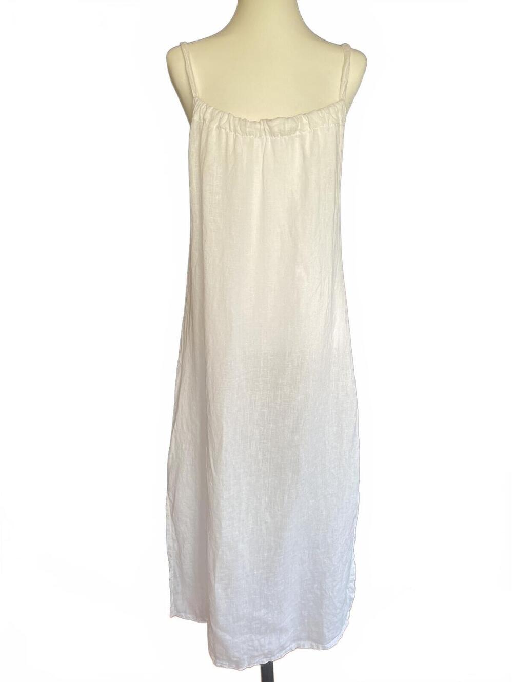 Bella Umbra White Linen Midi Dress Size Large